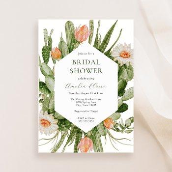 boho cactus bridal shower invitation