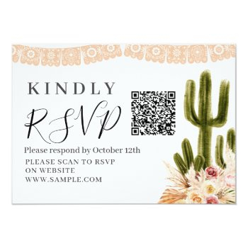 Boho Cactus Taco Bout Love Baby Shower Rsvp Card Front View