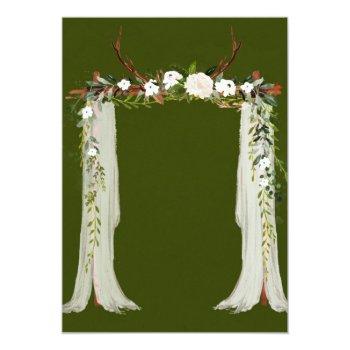 Boho Deer Antlers White Canopy Unique Wedding Invitation Front View