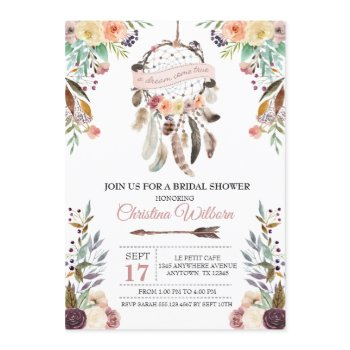 boho dream catcher dusky bridal shower invitation