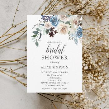 boho dusty blue bridal shower invitation