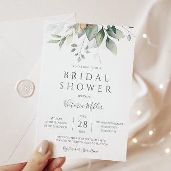 boho eucalyptus greenery bridal shower invitation