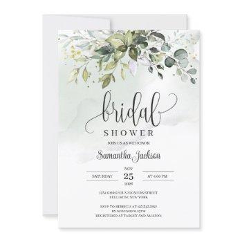 boho eucalyptus greenery foliage gold sparkles invitation