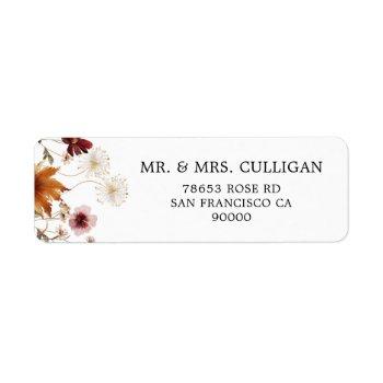 boho fall floral envelope return address label