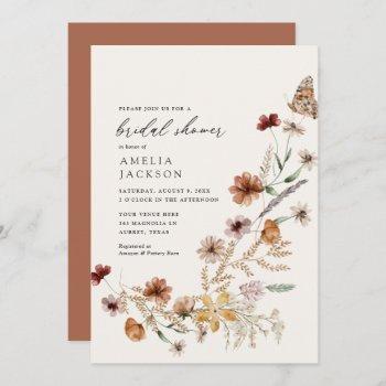 boho fall wildflower bridal shower invitation