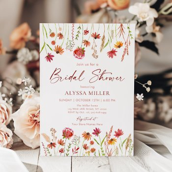 boho fall wildflower bridal shower invitation