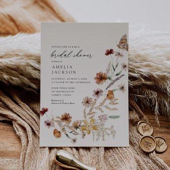 boho fall wildflower bridal shower invitation