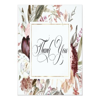 Boho Fantasy Watercolor Floral Thank You Front View