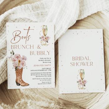 boho floral boot boot brunch bubble bridal shower invitation