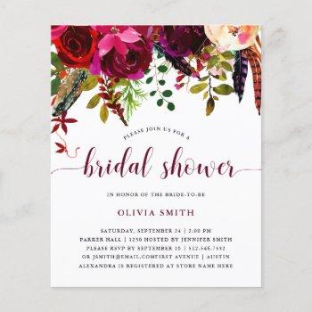 boho floral | budget bridal shower invitation