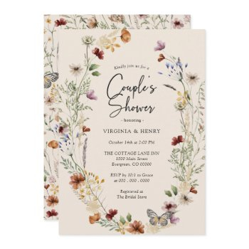boho floral couples shower invitation
