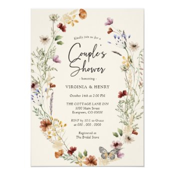 Boho Floral Couples Shower Invitation Front View