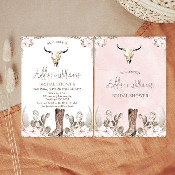 boho floral cowgirl boot bridal shower invitation