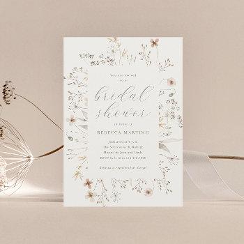 boho floral frame wildflower bridal shower invitation