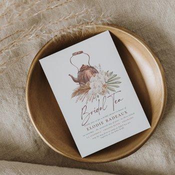 boho floral pampas grass modern tea bridal shower invitation