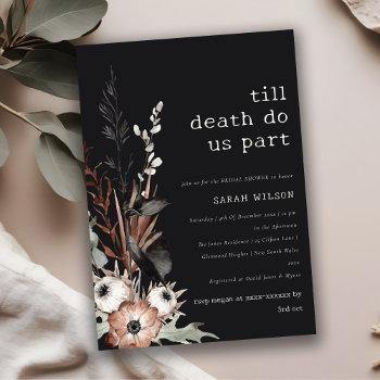 boho gothic rust black botanical bridal shower invitation