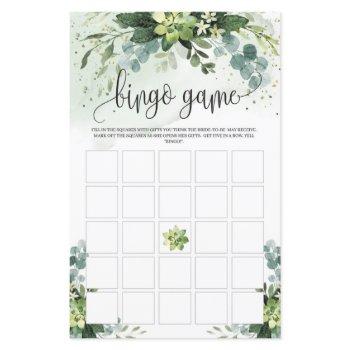 boho greenery foliage succulent floral bingo game