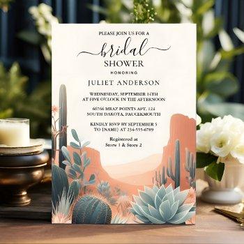 boho leaf desert cacti succulent bridal shower invitation