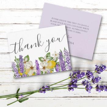 boho lemons & lavender bridal shower thank you