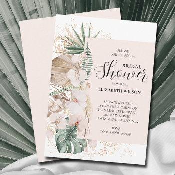 boho orchids palms bridal shower invitation