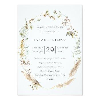 Boho Palm Pampas Grass Flora Couples Shower Invite Front View