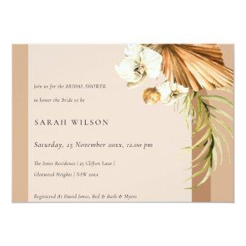 Boho Palm Rust Floral Arch Bridal Shower Invite Front View