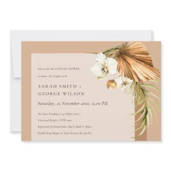 boho palm rust floral arch couples shower invite