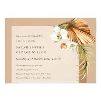 Boho Palm Rust Floral Arch Couples Shower Invite Front View