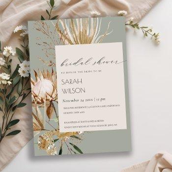 boho protea dried palm floral bridal shower invite