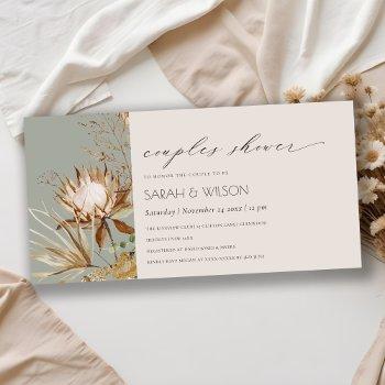 boho protea dry palm floral couples shower invite