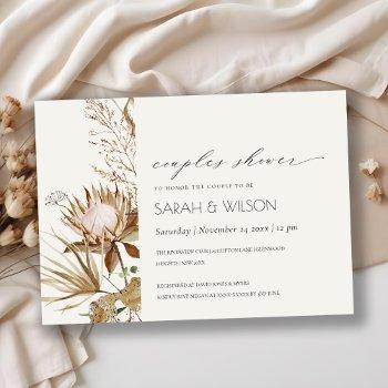 boho protea dry palm floral couples shower invite