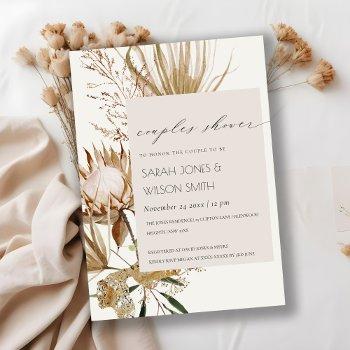 boho protea dry palm floral couples shower invite