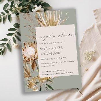 boho protea dry palm floral couples shower invite