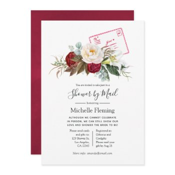 boho red and white baby or bridal shower by mail invitation