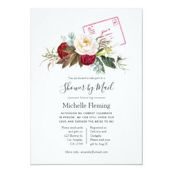Boho Red And White Baby Or Bridal Shower By Mail Invitation Front View
