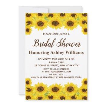boho rustic watercolor sunflowers bridal shower invitation