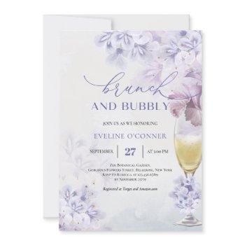 boho soft purple champagne glass brunch and bubbly invitation