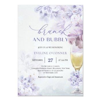 Boho Soft Purple Champagne Glass Brunch And Bubbly Invitation Front View
