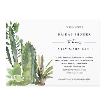 boho succulent desert cacti fauna bridal shower invitation