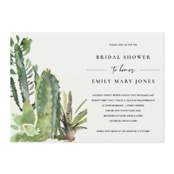 boho succulent desert cacti fauna bridal shower invitation