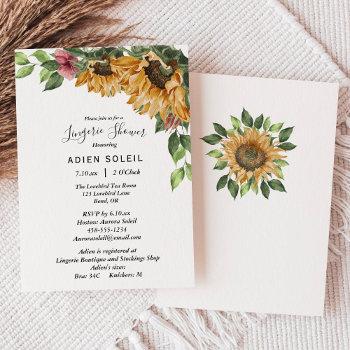 boho sunflower rustic wildflower lingerie shower invitation