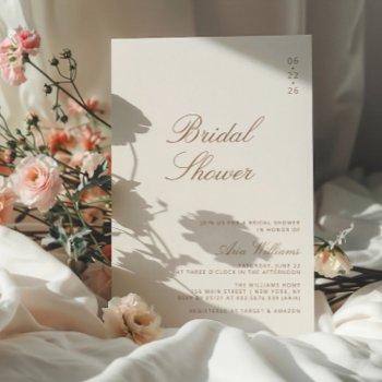 boho taupe elegant calligraphy bridal shower invitation