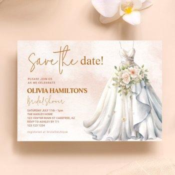 boho terracotta bridal shower save the date invitation