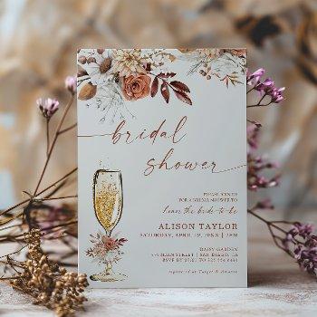 boho terracotta gold champagne bridal shower invitation