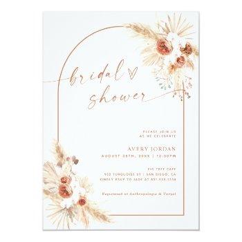 Boho Terracotta Pampas Grass Bridal Shower Invite Front View