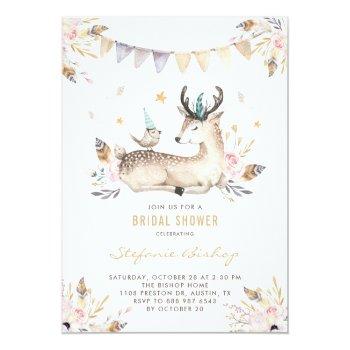 Boho Watercolor Deer Woodland Front View