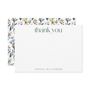 boho watercolor wildflower custom bridal shower  thank you card