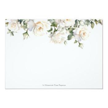 Boho White Ivory Roses Floral Greenery Wedding Rsvp Card Front View