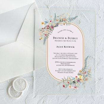 boho wildflower fern lavender bridal brunch acrylic invitations