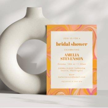 boho yellow and pink marble unique bridal shower invitation